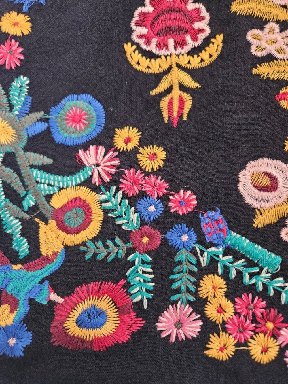 NWT Umgee Floral Embroidered Boho Mini Skirt Black Size Large - Picture 5 of 15